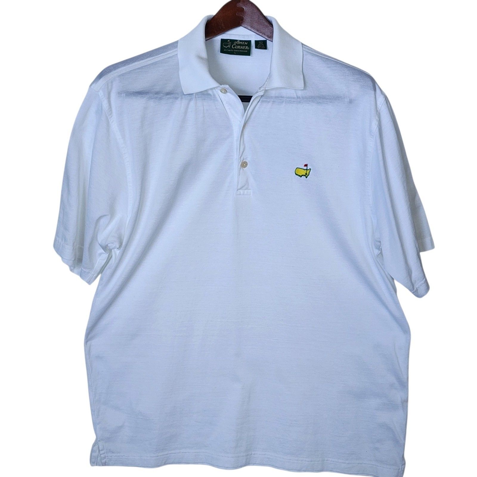 Amen Corner Masters Golf Tournament Polo Shirt Mens Large White Pima Cotton